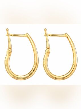 14K Yellow Gold Oval Hoop Earrings 4g Hinged